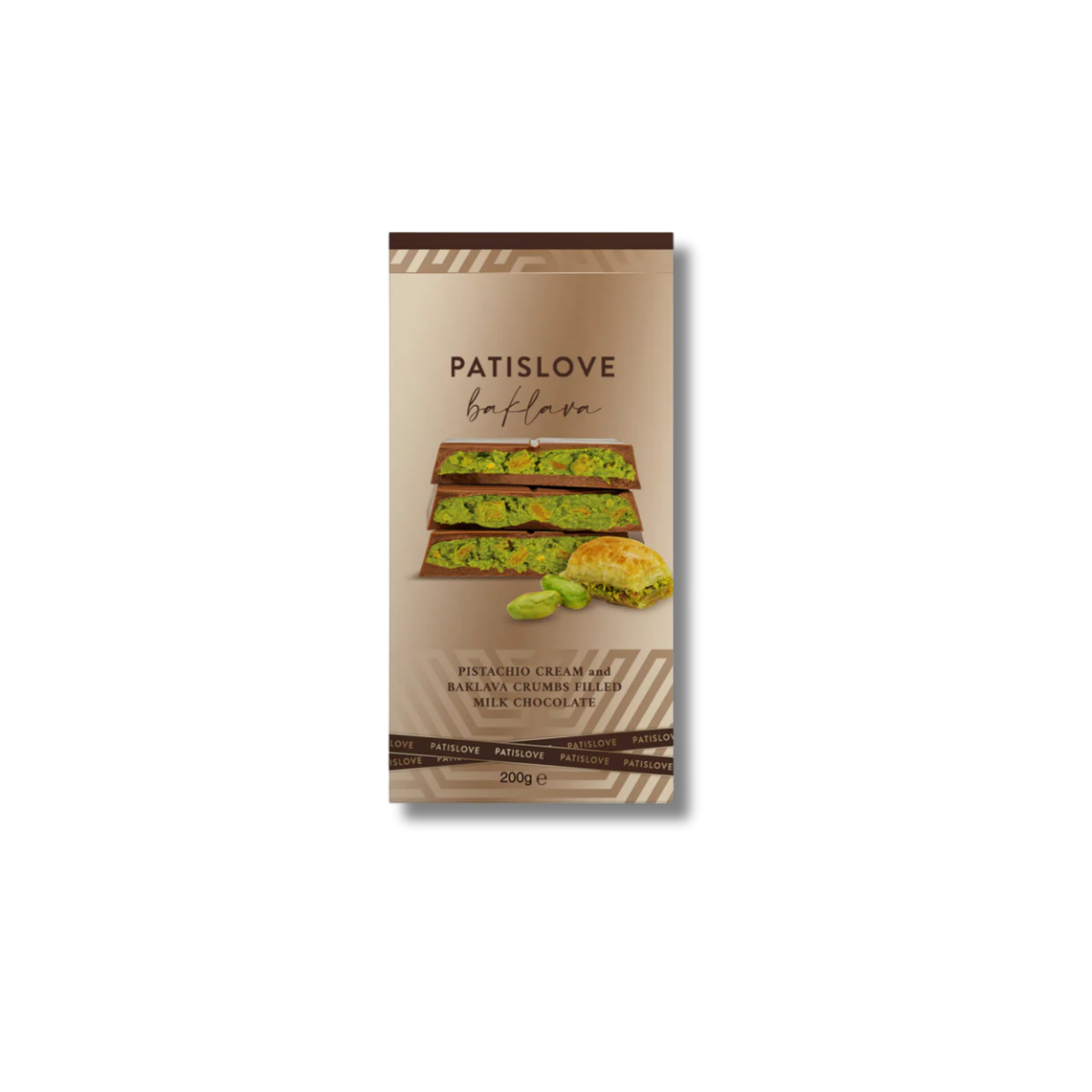 Pistachio Cream and Baklava Crumbs Filled Milk Chocolate, 200G