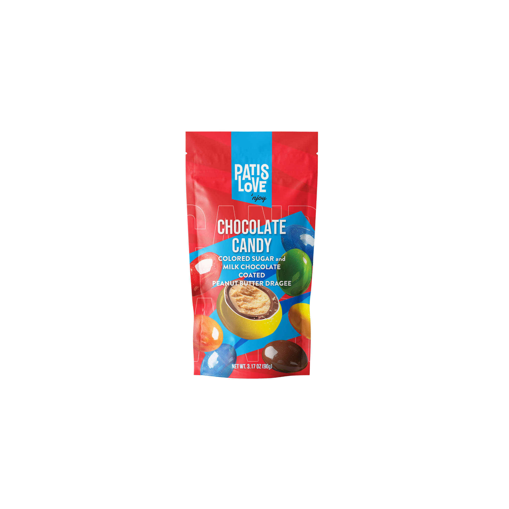 Colored Sugar and Milk Chocolate Coated Peanut Butter Dragee