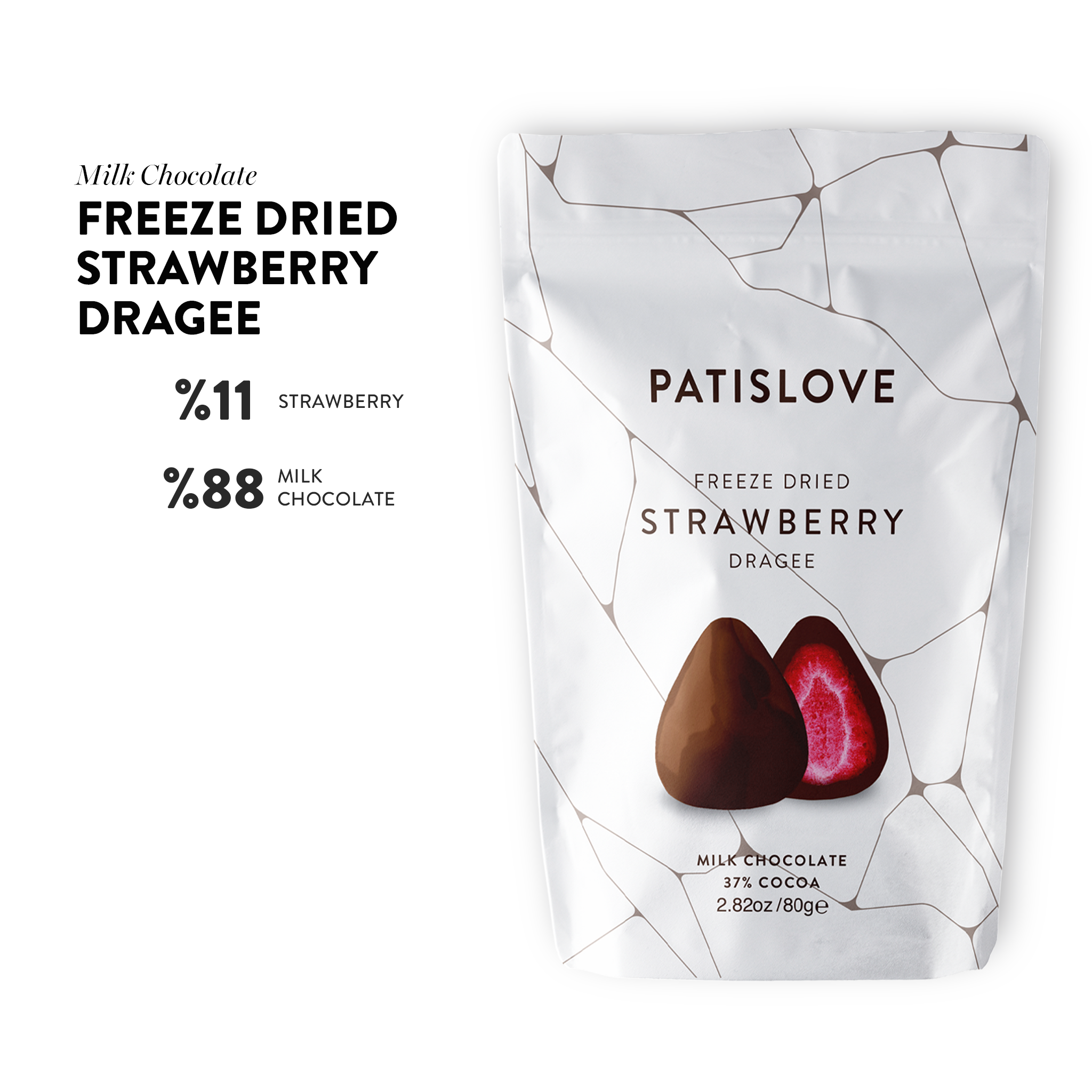 Freeze Dried Milk Chocolate Strawberry Dragee