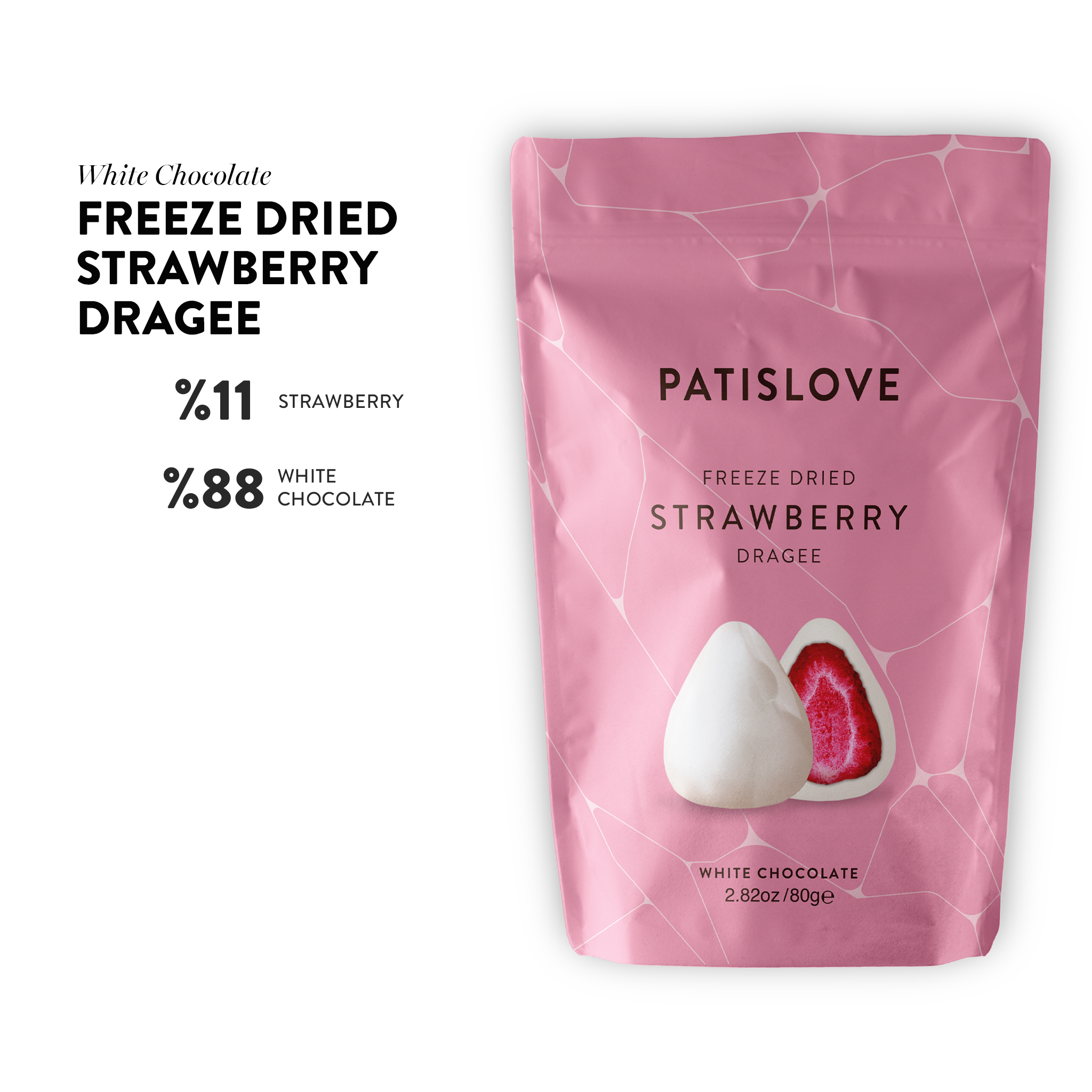 Freeze Dried White Chocolate Strawberry Dragee