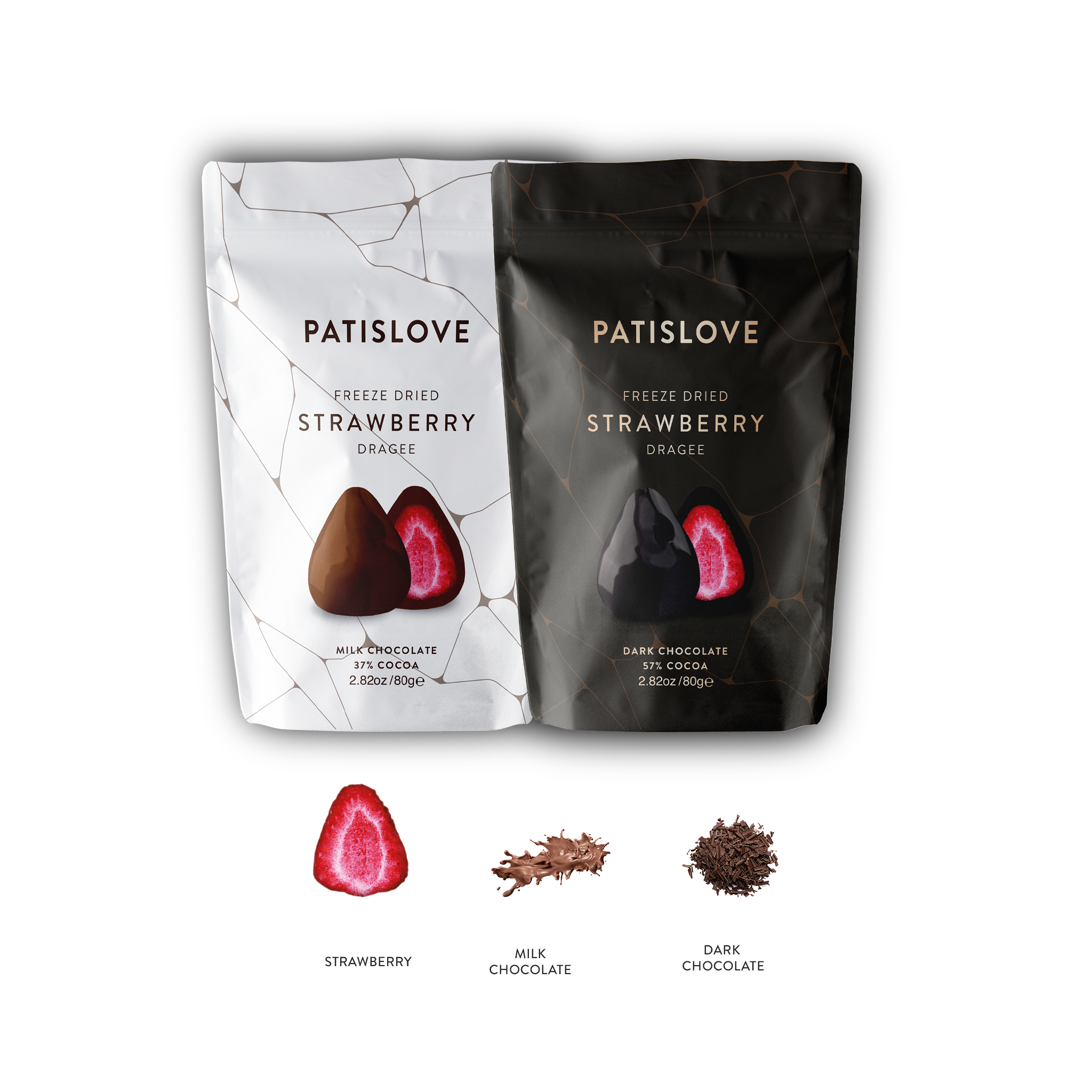 Freeze Dried Dark Chocolate Strawberry Dragee