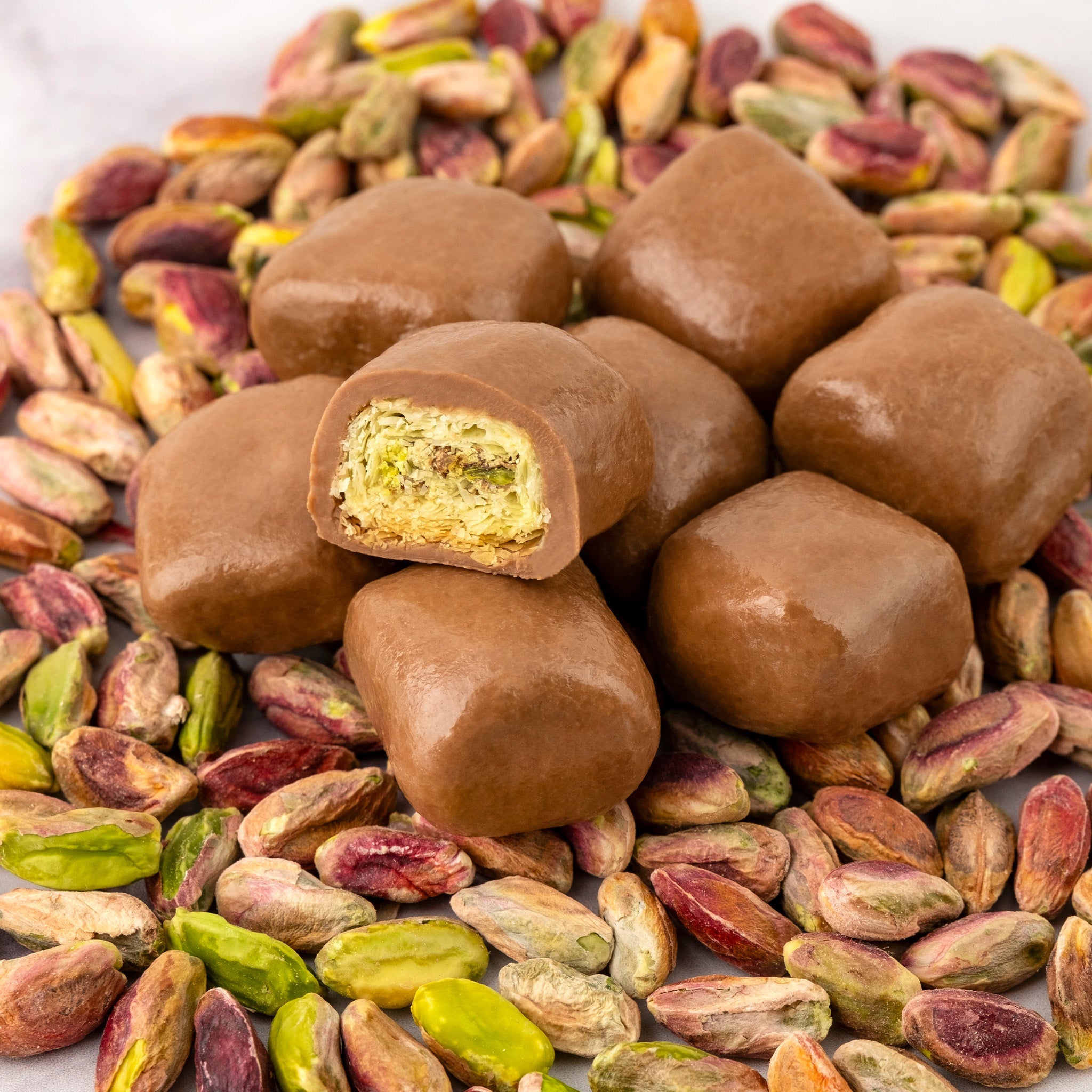 Baklava Dragee – Milk Chocolate Covered Pistachio Baklava Dragee