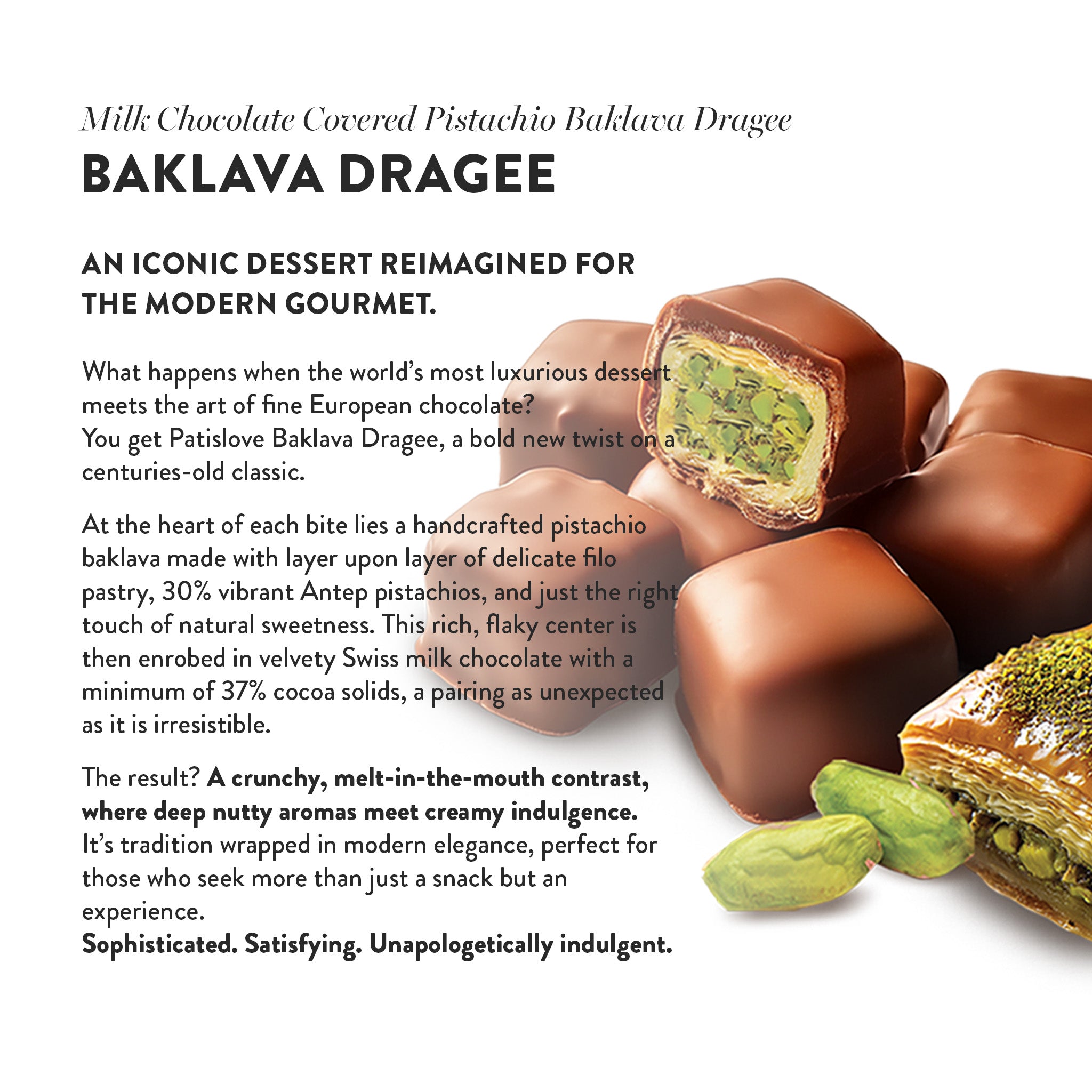 Baklava Dragee – Milk Chocolate Covered Pistachio Baklava Dragee