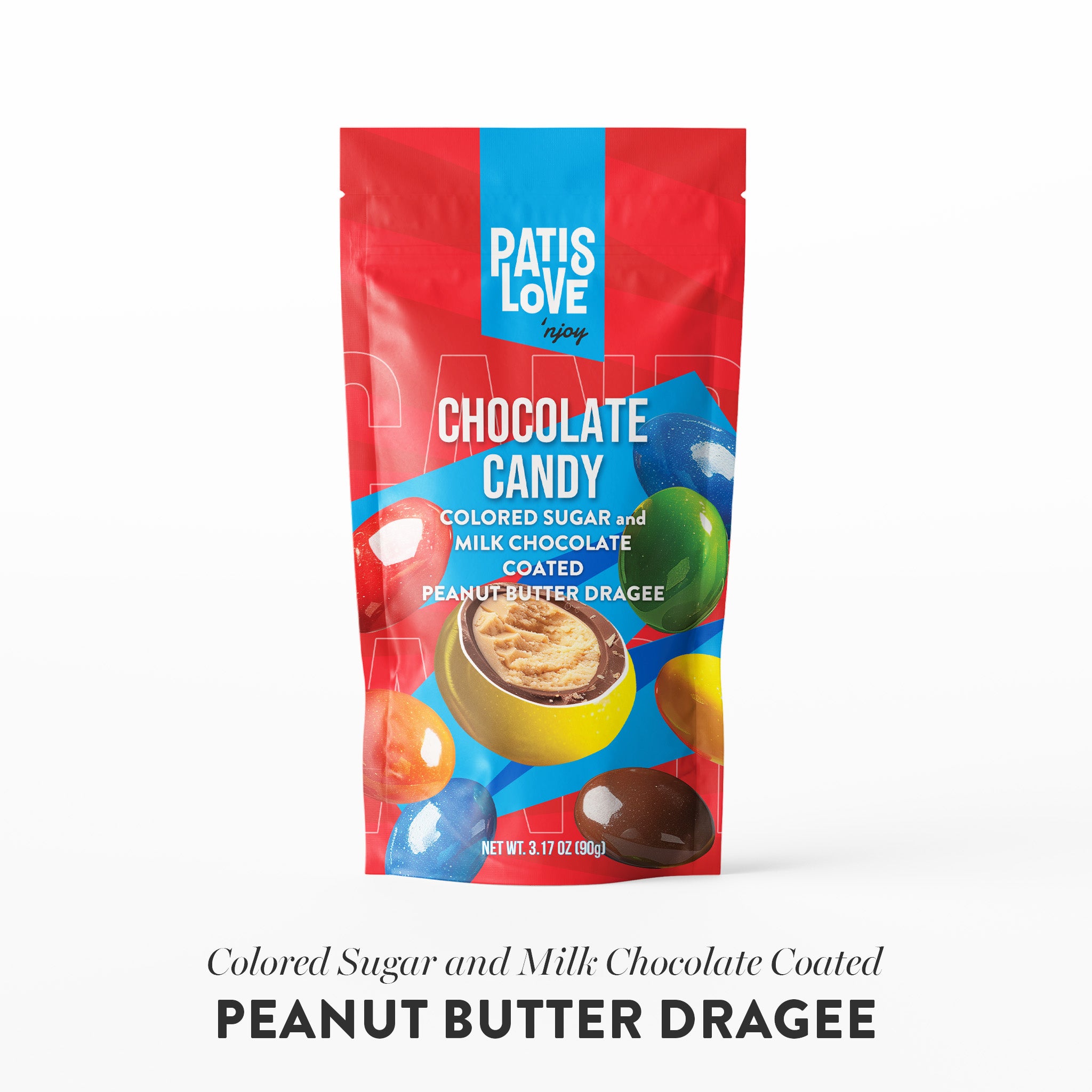 Colored Sugar and Milk Chocolate Coated Peanut Butter Dragee