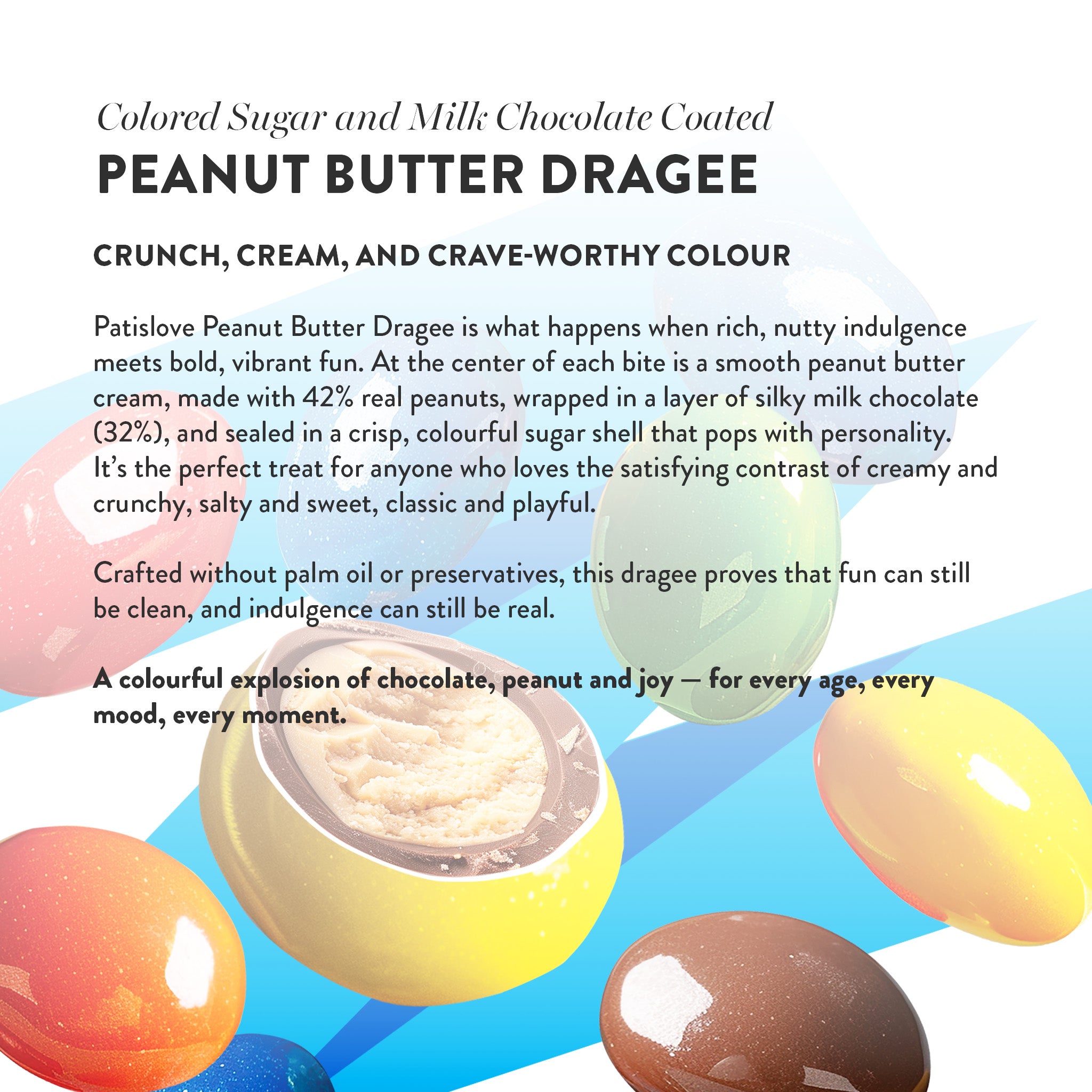 Patislove Peanut Butter Dragee – Milk Chocolate & Sugar Coated