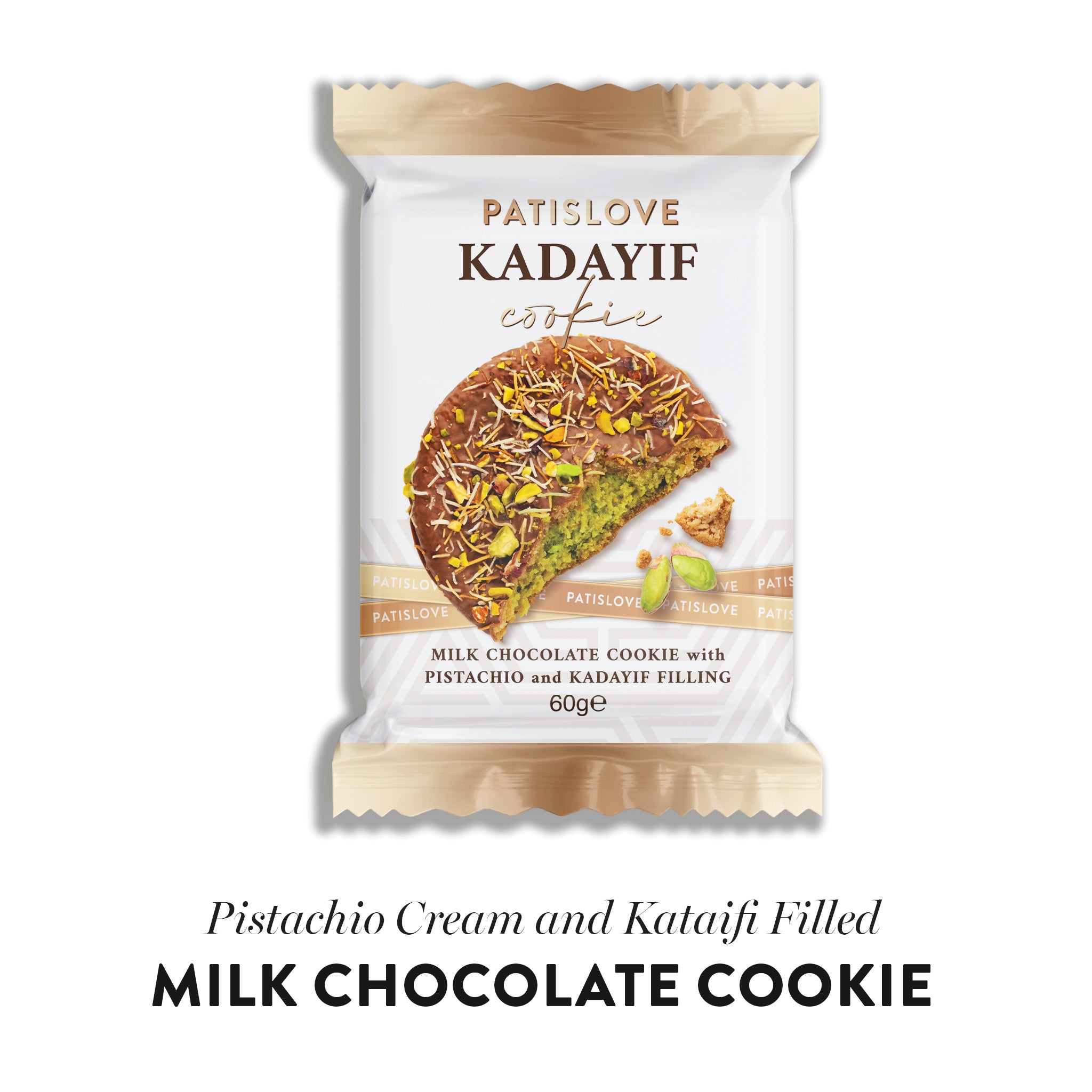 Milk Chocolate Cookie with Pistachio and Kadayif Filling
