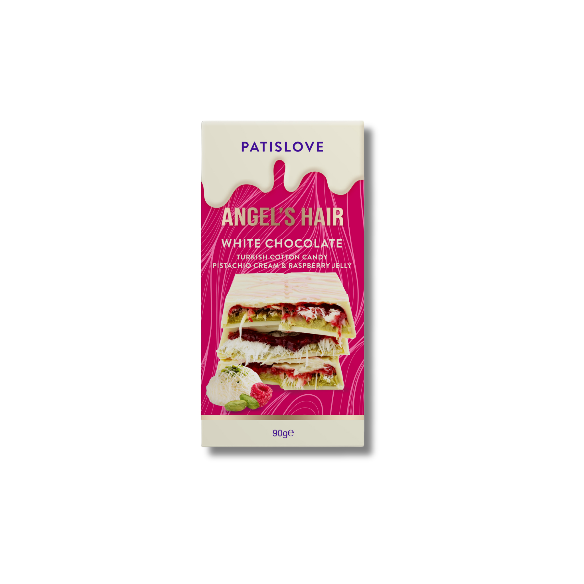Angel’s Hair White Chocolate Turkish Cotton Candy Pistachio Cream & Raspberry Jelly