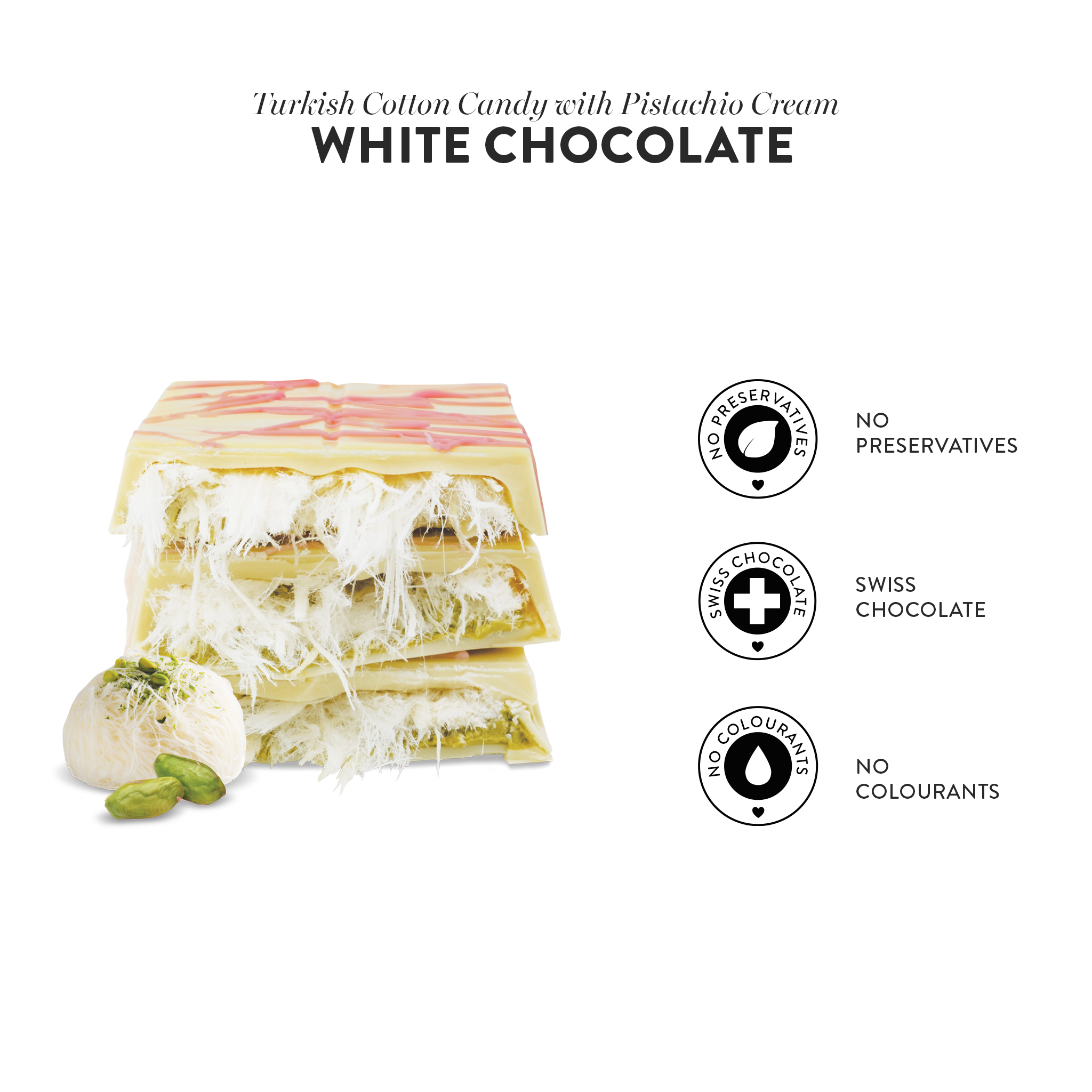 Angel’s Hair White Chocolate Turkish Cotton Candy Pistachio Cream, 90g