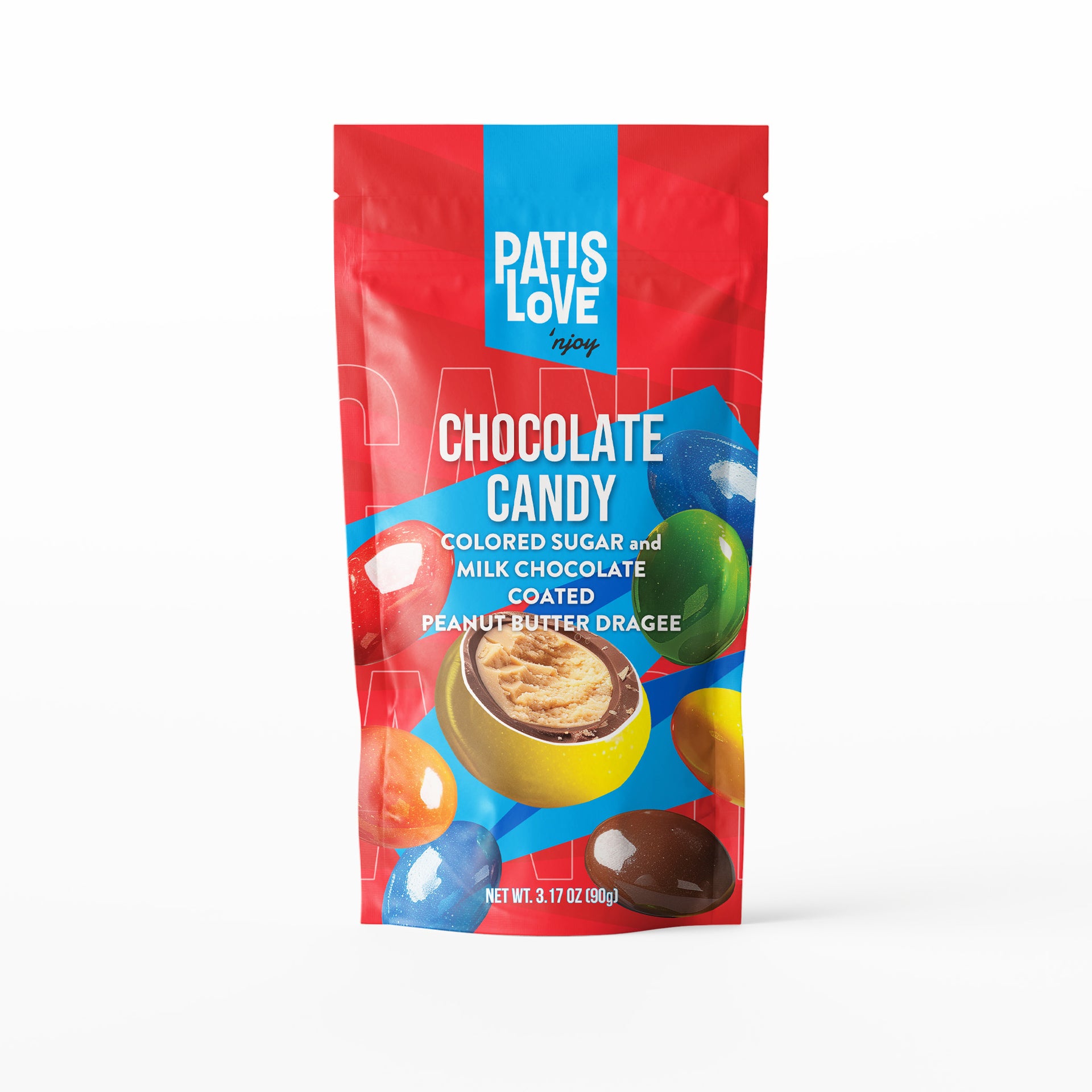 Colored Sugar and Milk Chocolate Coated Peanut Butter Dragee