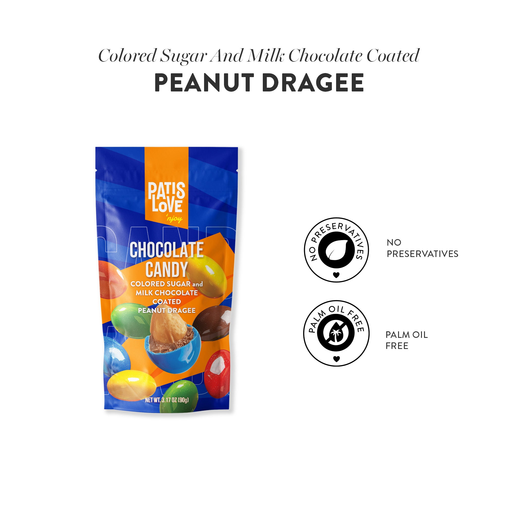 Colored Sugar and Milk Chocolate Coated Peanut Dragee