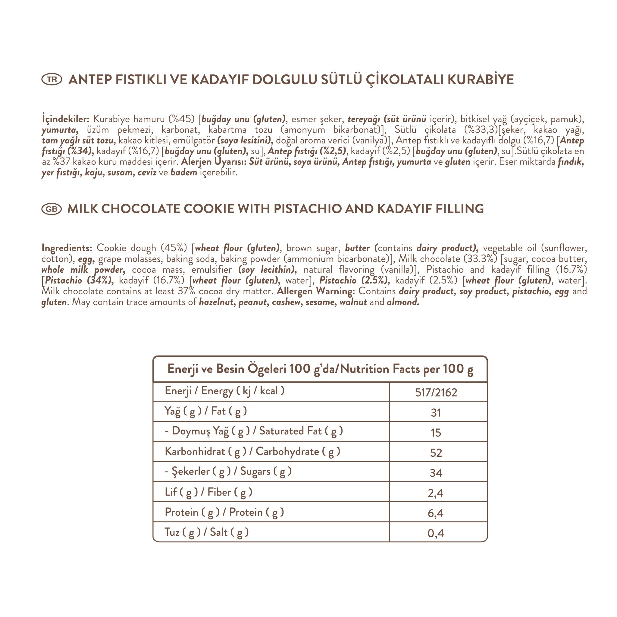 Milk Chocolate Cookie with Pistachio and Kadayif Filling